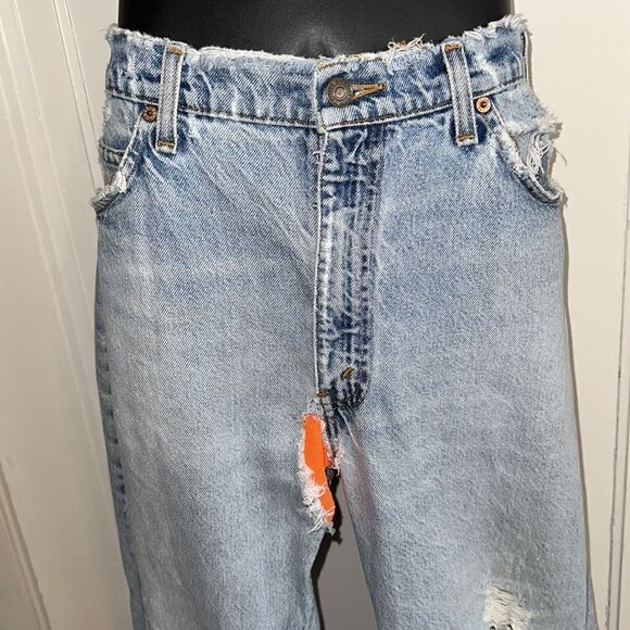 Vintage Levi’s orange tab distressed rehabbed/reimagined bell bottom jeans - Picture 4 of 11